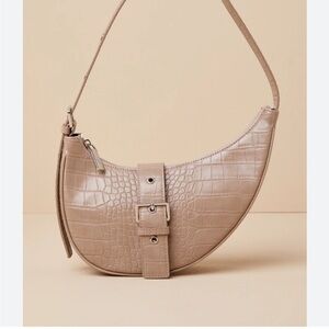 8 other reasons Crescent Buckle Bag in Tan Elegant Tan Croc-Embossed Women's Bag